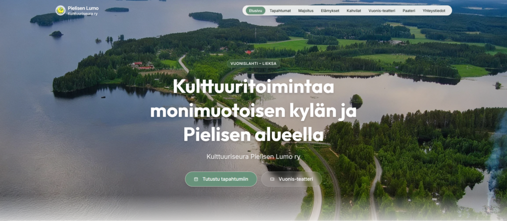 Pielisen Lumon verkkosivuston etusivu.