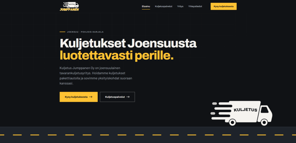 Kuljetus Jumppanen verkkosivujen etusivu